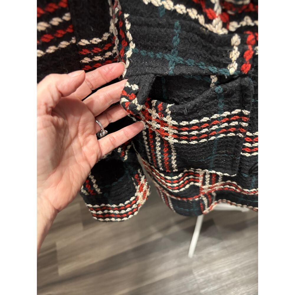 Y2K Route 21 retro sz M chunky knit peacoat plaid Academia wool blend preppy - Picture 6 of 9